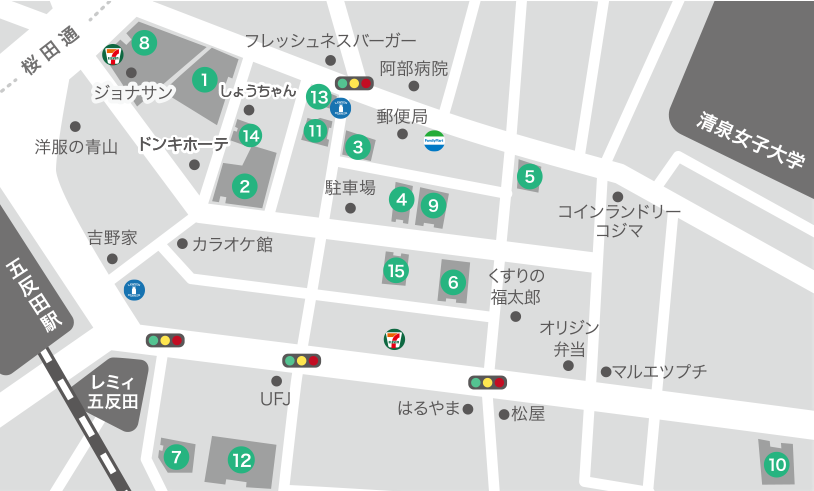 五反田駅東口周辺のホテルマップ