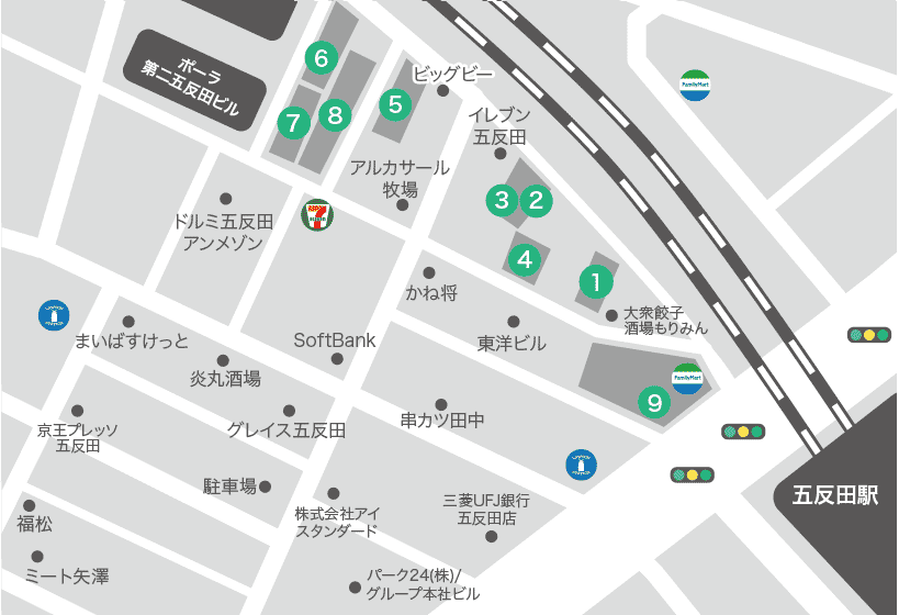 五反田駅西口周辺のホテルマップ