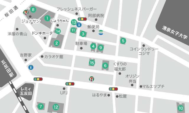 五反田駅東口周辺のホテルマップ